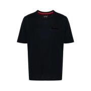 Midnight Blue Flocked Logo T-Shirt Kiton , Blue , Heren