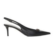 Zwarte Leren Moon Logo Slingback Pumps Valentino Garavani , Black , Da...