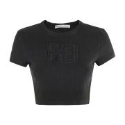 Geribbelde Baby Tee met Distressed Rand T by Alexander Wang , Black , ...