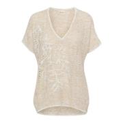 Gebreide Blouse Ancient Scroll Cream , Beige , Dames