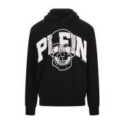 Zwarte Skull Print Hoodie Philipp Plein , Black , Heren