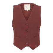 Eenvoudig Vest met Fijne Knopen Cream , Brown , Dames