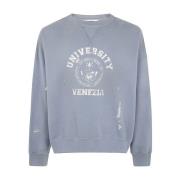 Vintage College Print Crew Neck Sweatshirt Golden Goose , Blue , Heren