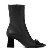 Zwarte Kalfsleren Booties Versace , Black , Dames