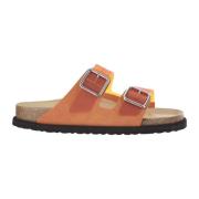 Oranje Sandalen met Suède Rand Kurk Zool Birkenstock , Orange , Heren