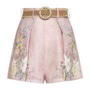 Bloemenprint Linnen Shorts Zimmermann , Pink , Dames