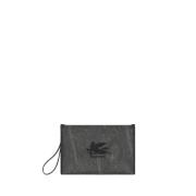 Zwarte Paisley Jacquard Pouch Etro , Black , Heren