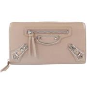 Pre-owned Leather wallets Balenciaga Vintage , Beige , Dames