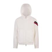 Witte Windbreaker Jas met Tricolor Strepen Moncler , White , Heren