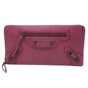 Pre-owned Leather wallets Balenciaga Vintage , Pink , Dames