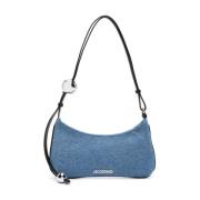 Denim Schoudertas met Logo Plaque Jacquemus , Blue , Dames