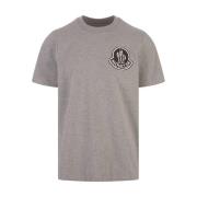 Grijze Logo Print Crew-neck T-shirt Moncler , Gray , Heren