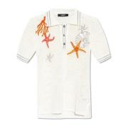 Lacework Oversize Polo Versace , Beige , Dames