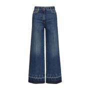 Blauwe Jeans VLogo Signature Wide Leg Valentino , Blue , Dames