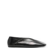 Zwarte Leren Platte Schoenen Jil Sander , Black , Dames