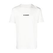 Logo-print Katoenen T-shirt Wit Jil Sander , White , Heren