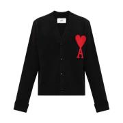 Cardigan met logo Ami Paris , Black , Heren