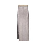 Metallic Zilveren Lange Rok met Splitten Paco Rabanne , Gray , Dames