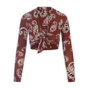 Rode Cashmere Print Crop Top Paco Rabanne , Red , Dames