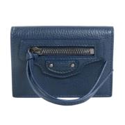 Pre-owned Leather wallets Balenciaga Vintage , Blue , Unisex