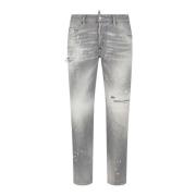 Grijze Stretch Denim Slim Fit Jeans Dsquared2 , Gray , Heren
