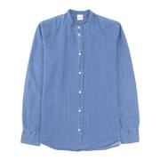 Denim Blouse Met Opstaande Kraag Aspesi , Blue , Dames