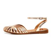 Gouden Platte Zool Leren Sandalen Cesare Gaspari , Yellow , Dames