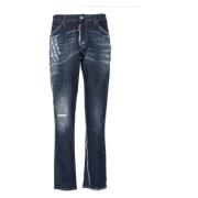 Blauwe Gescheurde Katoenen Jeans Dsquared2 , Blue , Heren