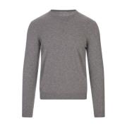 Grijze Baby Cashmere Sweater Ronde Hals Fedeli , Gray , Heren