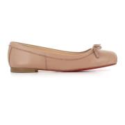 Nude Leren Ballerina Flats Christian Louboutin , Beige , Dames