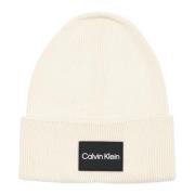 Effen Logo Beanie Calvin Klein , Beige , Heren