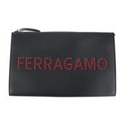 Pre-owned Leather clutches Salvatore Ferragamo Pre-owned , Black , Dam...