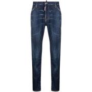 Blauwe Denim Broek Slim Fit Dsquared2 , Blue , Heren