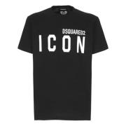 Zwarte T-shirt met Logo Print Dsquared2 , Black , Heren