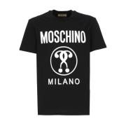 Zwart T-shirt met Logo Print Moschino , Black , Heren