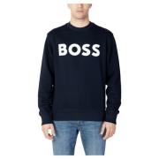 Basis Crew Katoenen Sweatshirt Hugo Boss , Blue , Heren