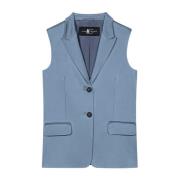 Satin Blazer Vest Smoky Blue Luisa Cerano , Blue , Dames