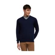 Merino Wool V-Neck Sweater Brooks Brothers , Blue , Heren