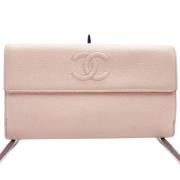 Pre-owned Leather wallets Chanel Vintage , Pink , Dames