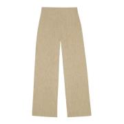 Beige Wol Linnen Hoge Taille Broek Cortana , Beige , Dames