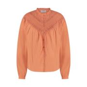 Oranje Blouse met Pofmouwen Freebird , Orange , Dames