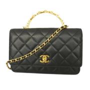 Pre-owned Leather wallets Chanel Vintage , Black , Dames