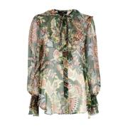 Zijden Bloemen Ruches Shirt Etro , Multicolor , Dames