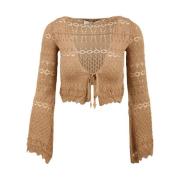 Beige Lace Cardigan Sweater Akep , Beige , Dames