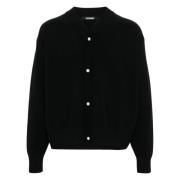 Zwarte Mesh Cardigan met Drukknoop Jacquemus , Black , Heren