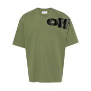 Groene Klaver Logo T-shirt Off White , Green , Heren