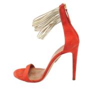 Pre-owned Leather sandals Aquazzura Pre-owned , Orange , Dames