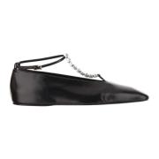 Leren Ballet Flats met Kristaldetail Jil Sander , Black , Dames