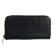 Pre-owned Leather wallets Chanel Vintage , Black , Dames