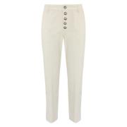 Fluweel Geribbelde Rechte Pijp Broek Dondup , White , Dames